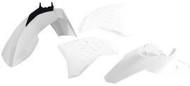 Acerbis white plastic kit with various molded plastic parts for motorcycle or off-road vehicle repair and customization.