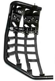 Black Pro Armor Race Fat Peg Nerf Bars mounted on a vehicle, designed for off-road protection and style.