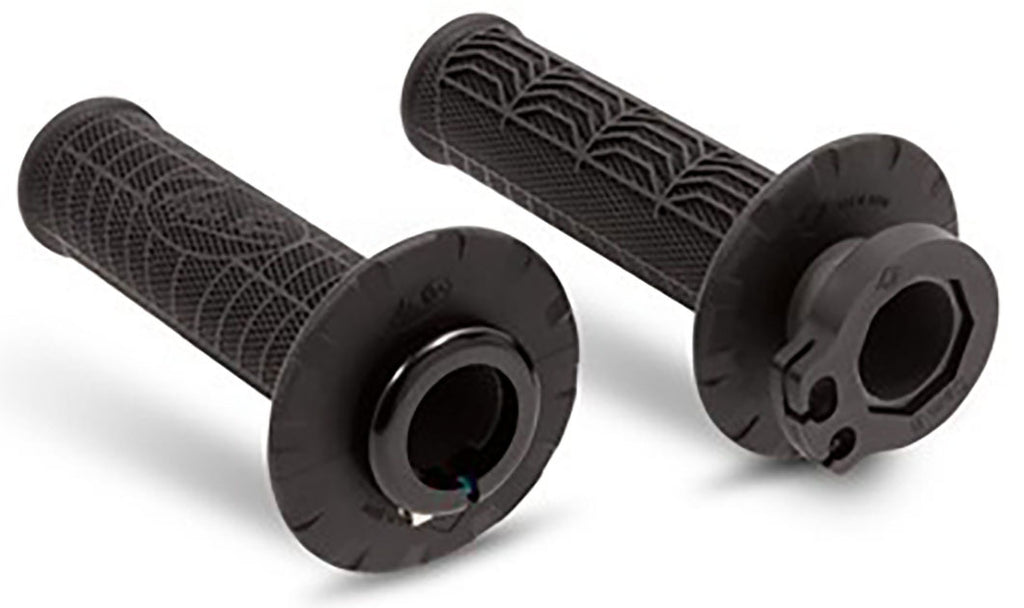 Motion Pro Dirt Control II black grip lock-on grips for motorcycles, with textured surface and locking mechanism.