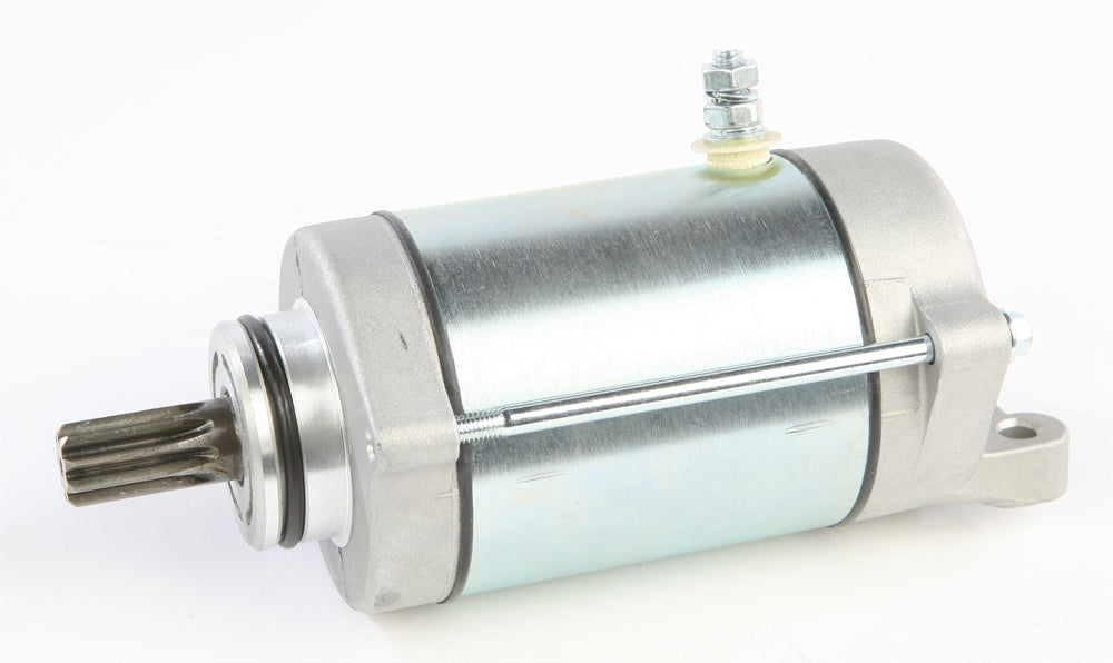 Ricks Motorsport Electric starter motor for vehicles, compact black electric starter with wiring and mounting components.