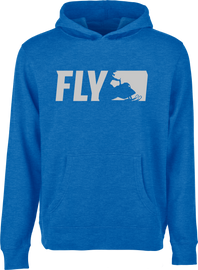 Fly Racing Fly Youth Primary Hoodie in Royal blue, featuring a front logo and casual fit for young riders.