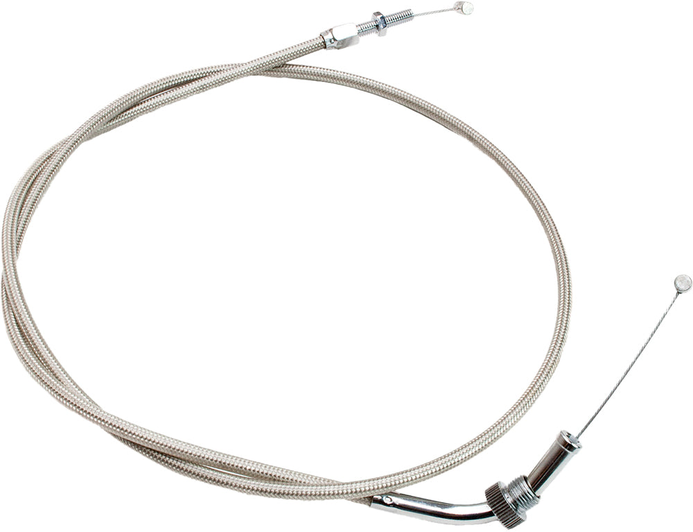 Motion Pro Armor Coat throttle push cable for hydraulic control lines, featuring durable outer casing and metal fittings.