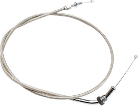Motion Pro Armor Coat throttle push cable for hydraulic control lines, featuring durable outer casing and metal fittings.