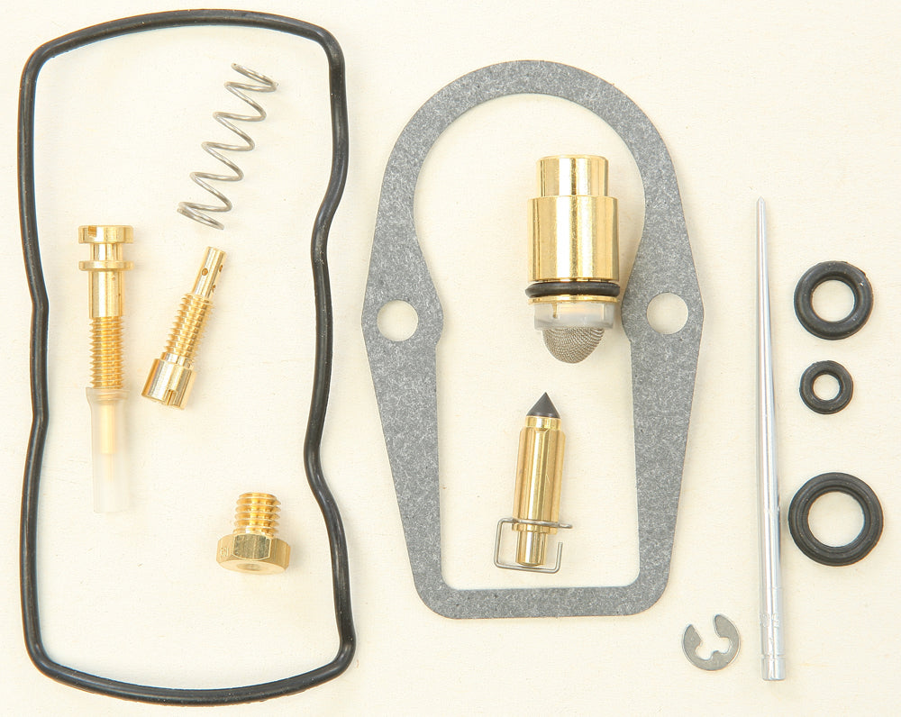 All Balls bike carburetor rebuild kit 226-1322 with gaskets, seals, and components for fuel system overhaul.