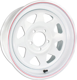 AWC 8-spoke steel trailer wheel 13x4.5 inches with 58-8003 model, showing the durable silver finish and 8-spoke design.