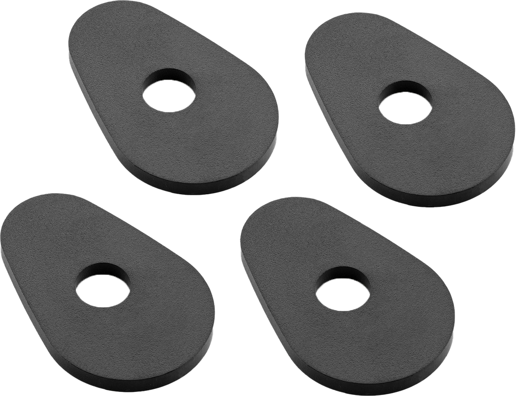Set of four black RIZOMA turn signal mounting brackets with screws, designed for motorcycle or vehicle turn signal installation.