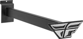 Fly Racing Straight Peg Slat Wall Hanger Post 363-0002F mounted on slat wall for motorcycle gear storage.