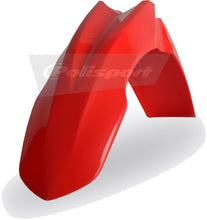 Load image into Gallery viewer, Polisport Plastics red front fender for off-road motorcycles, featuring a durable plastic construction and mounting hardware.