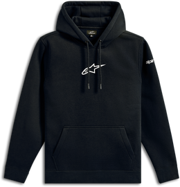 Alpine Star black frontal hoodie in medium size, featuring a front design and casual fit, ideal for everyday wear