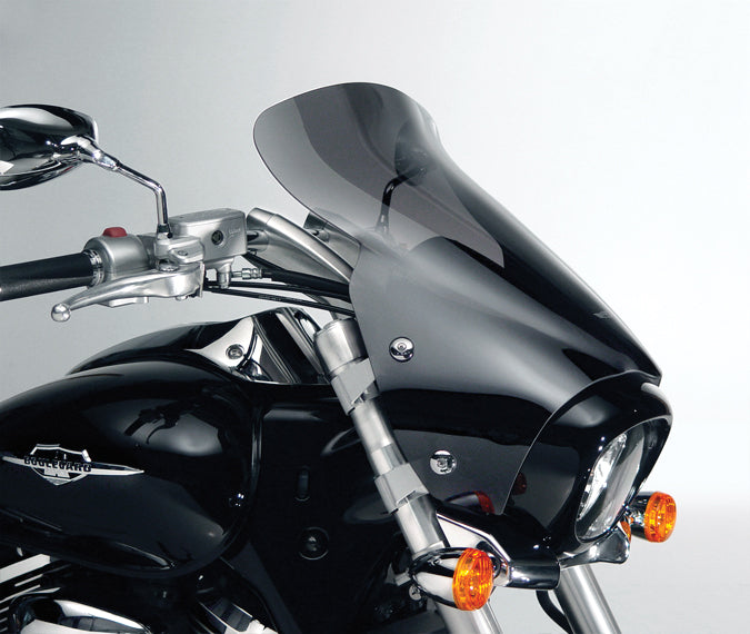 Dark smoke National Cycle Vstream Sport windshield with aerodynamic design for motorcycles, shown on a bike.