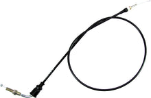 Load image into Gallery viewer, Motion Pro black vinyl throttle cable for motorcycle, showing the flexible cable with metal fittings and protective black outer covering.