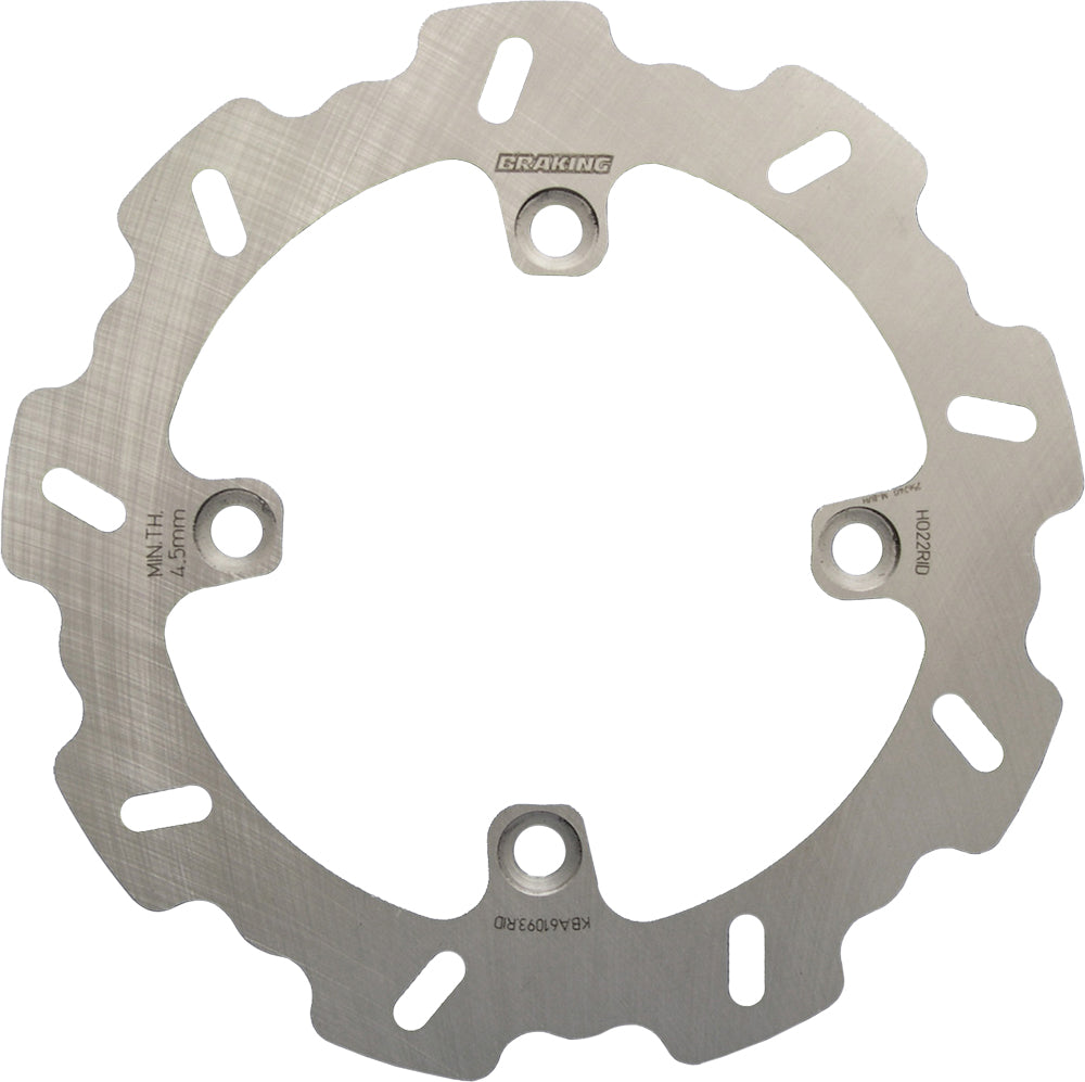 Rear braking rotor by Braking, 32-2222 model, showing the circular metal disc with vented design for vehicle braking system.