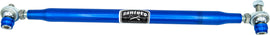 SANTORO FABWORX shift linkage for foot controls in blue, designed for Flh/Flt motorcycle models, shown in close-up.