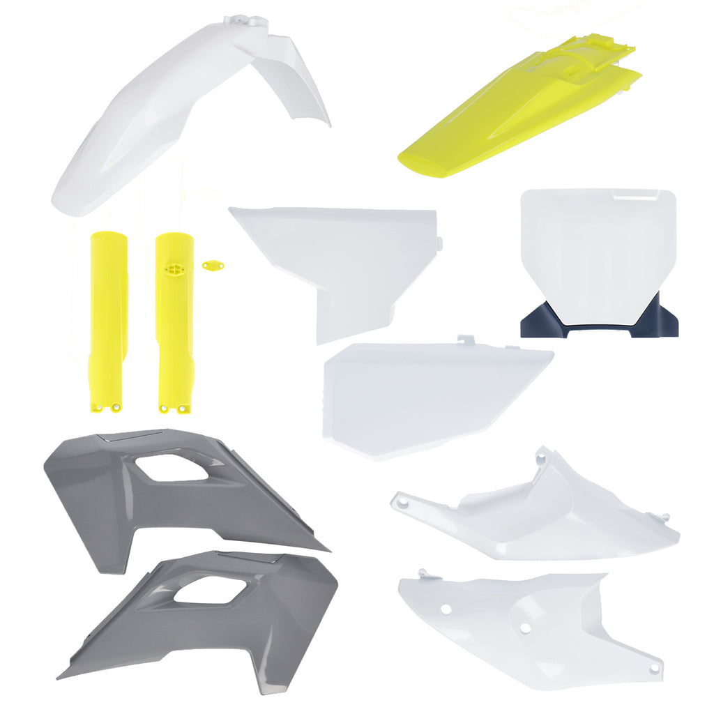 Acerbis plastic body kit for Husqvarna, includes full set of original replacement plastic parts for motorcycle body panels.