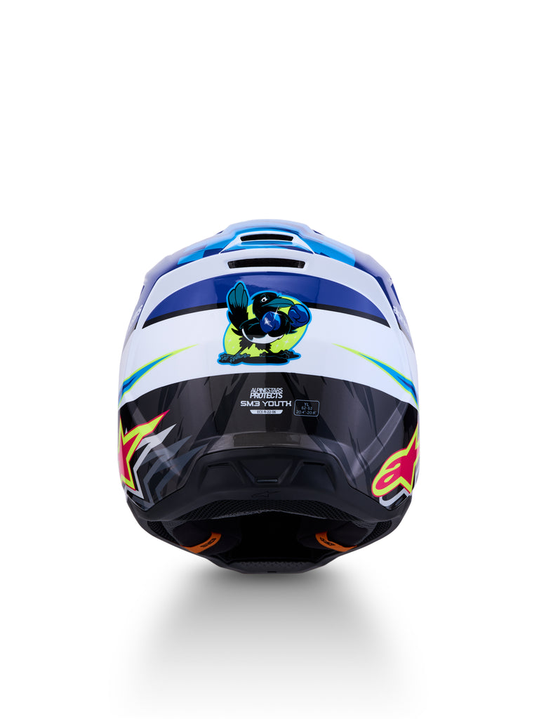 S M3 Falcon Yth Hlmt Ece06/Dot Blu/Wh/Blk/Pink Fl/Yl Fl Gl Ym