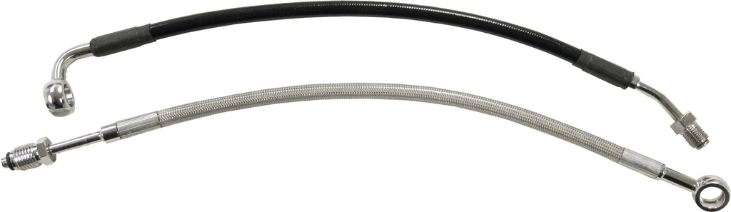 Goodridge hydraulic clutch line with +10 fitting for Harley FLH, FLT, Fltrx, and S models, durable cable and hydraulic control line.