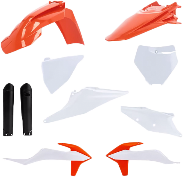 Acerbis full plastic kit for KTM motorcycle, includes body panels with Acerbis branding, designed for a perfect fit and durability.