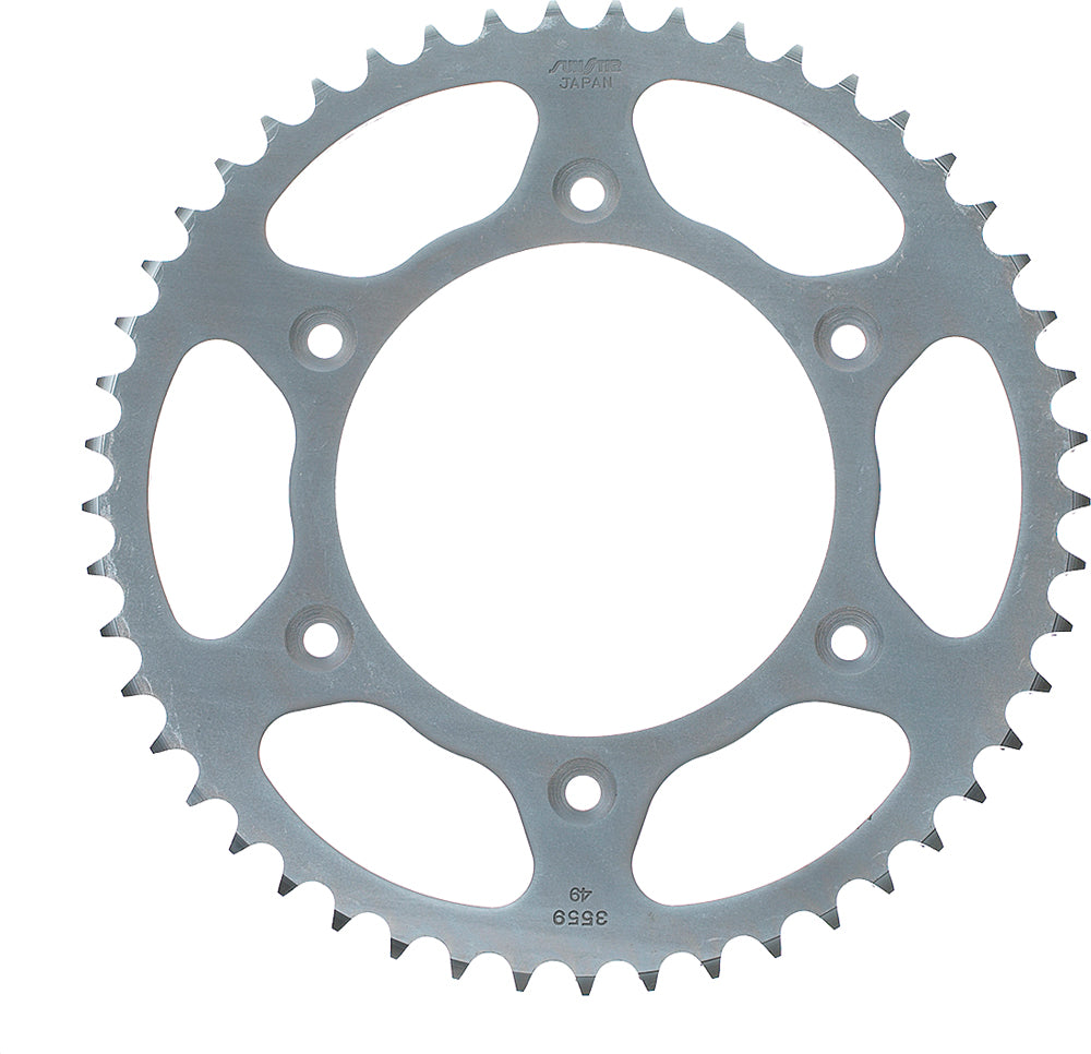 Sunstar steel rear sprocket 51-tooth for street motorcycles, compatible with Kawasaki and Suzuki 520 series bikes.