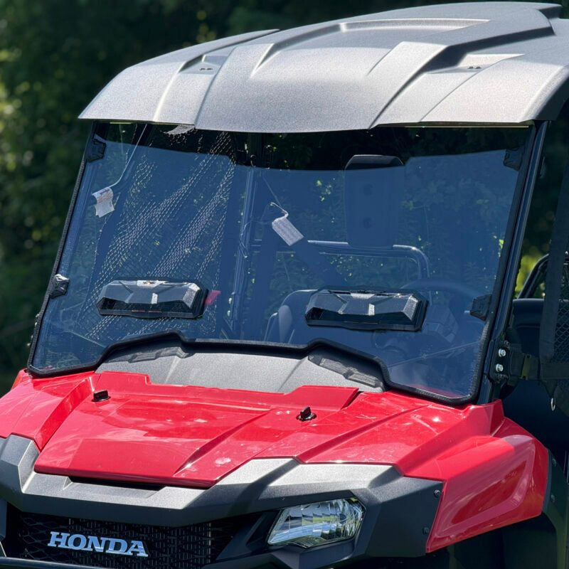 SEIZMIK tool-less windshield with hard coated poly material, designed for durable vehicle windscreen protection.