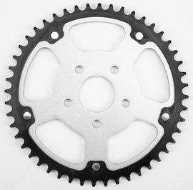 Supersprox rear stealth aluminum and steel 48-tooth motorcycle sprocket with silver finish on a plain background