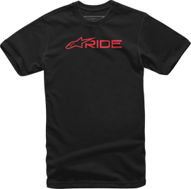 Alpine Star Ride 3.0 T-shirt in black and red, size large, showing front view with logo and fabric details.