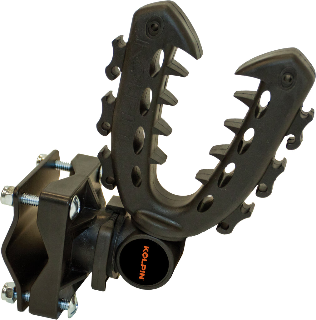 Kolpin Rhino Grip XL UTV rack with four heavy-duty rubber-coated clamps and mounting hardware for secure equipment attachment.