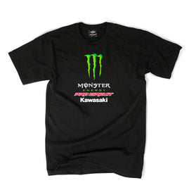 Pro Circuit Monster Team black short-sleeve T-shirt with logo print, casual fit, designed for motocross and bike enthusiasts.