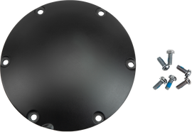 HardDrive Satin Black Dome Derby Cover for XL 04-20 engine, showcasing the sleek black finish and detailed design