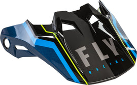 Fly Racing Formula Carbon Axon helmet visor in black and blue, shown attached to the helmet, size small.