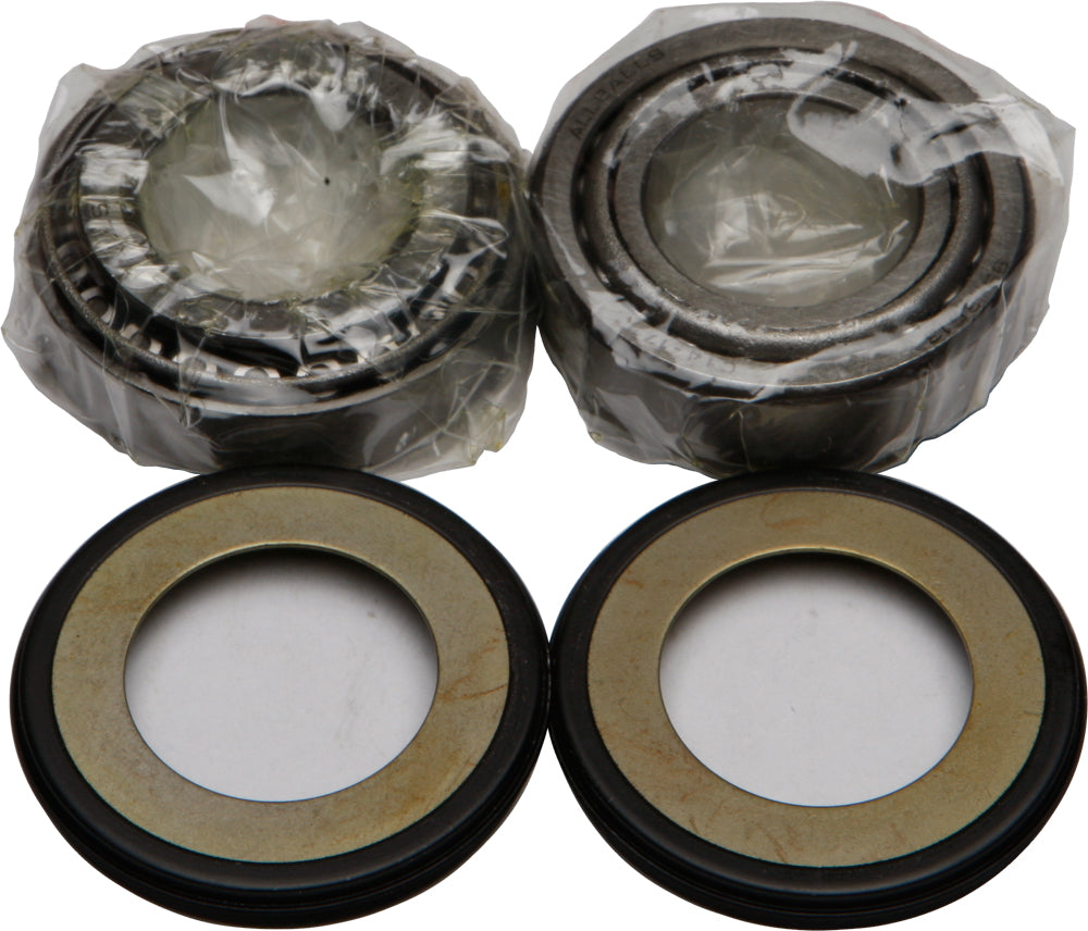 All Balls steering bearing and seal kit with various bearings and seals displayed on a white background.