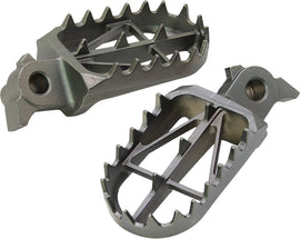 DRC Wide Footpegs 634-0202 for motorcycle foot controls, showing durable metal construction and wide riding surface.