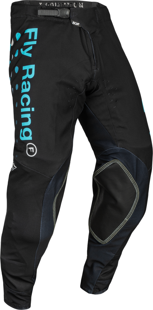 Fly Racing Evolution DST SE Strobe Pants in black and electric blue, size 38, featuring durable motocross gear design.