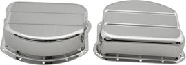 HardDrive Panhead rocker cover kit in chrome for engines, pair of 48-65 models, with detailed metal finish.