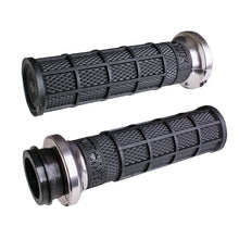 Load image into Gallery viewer, ODI Grips Lock-On Hart-Luck Full-Waffle black and silver cable bike grips with 1-inch diameter for mountain or road bikes