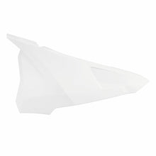 Load image into Gallery viewer, Polisport Plastics white gas side panels for motorcycle body, model 64-8419611, shown on a bike.