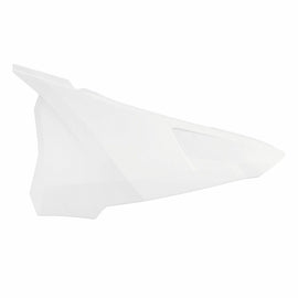 Polisport Plastics white gas side panels for motorcycle body, model 64-8419611, shown on a bike.