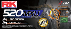 Excel Wheel components Gb520mxu gold drive chain with 520 x 120 links, featuring durable metal links and gold finish for motorcycles.