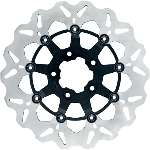 GBRAKES 11.5-inch floating wave rotor for brakes in black, showing detailed design and mounting holes.