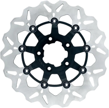 Load image into Gallery viewer, GBRAKES 11.5-inch floating wave rotor for brakes in black, showing detailed design and mounting holes.