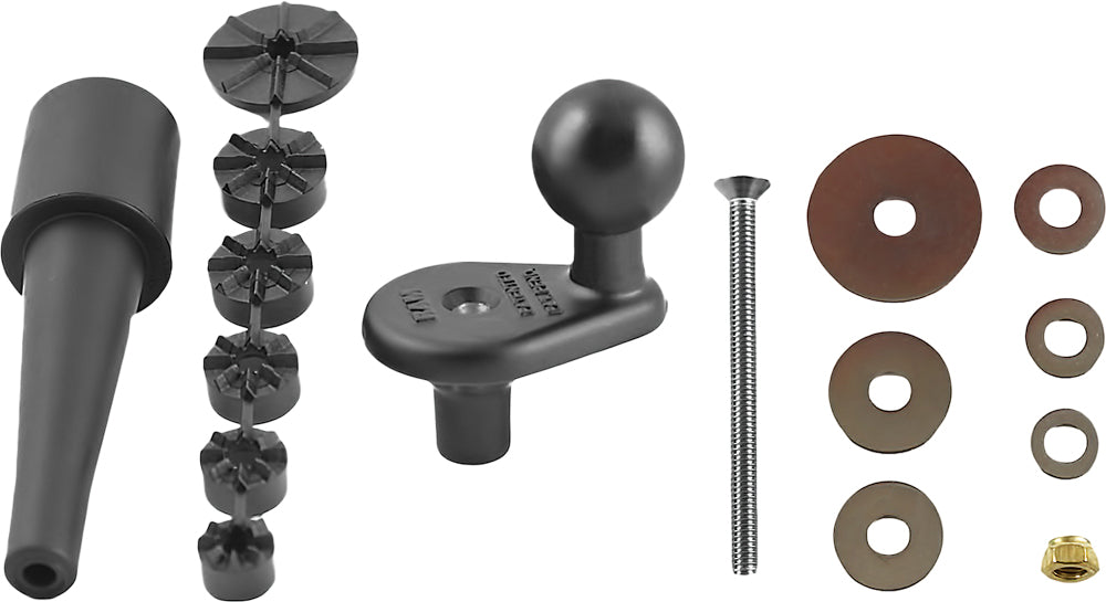 Ram Cycle Stem Base with 1-inch diameter ball mount, durable accessory for bike handlebar setups, in black finish.