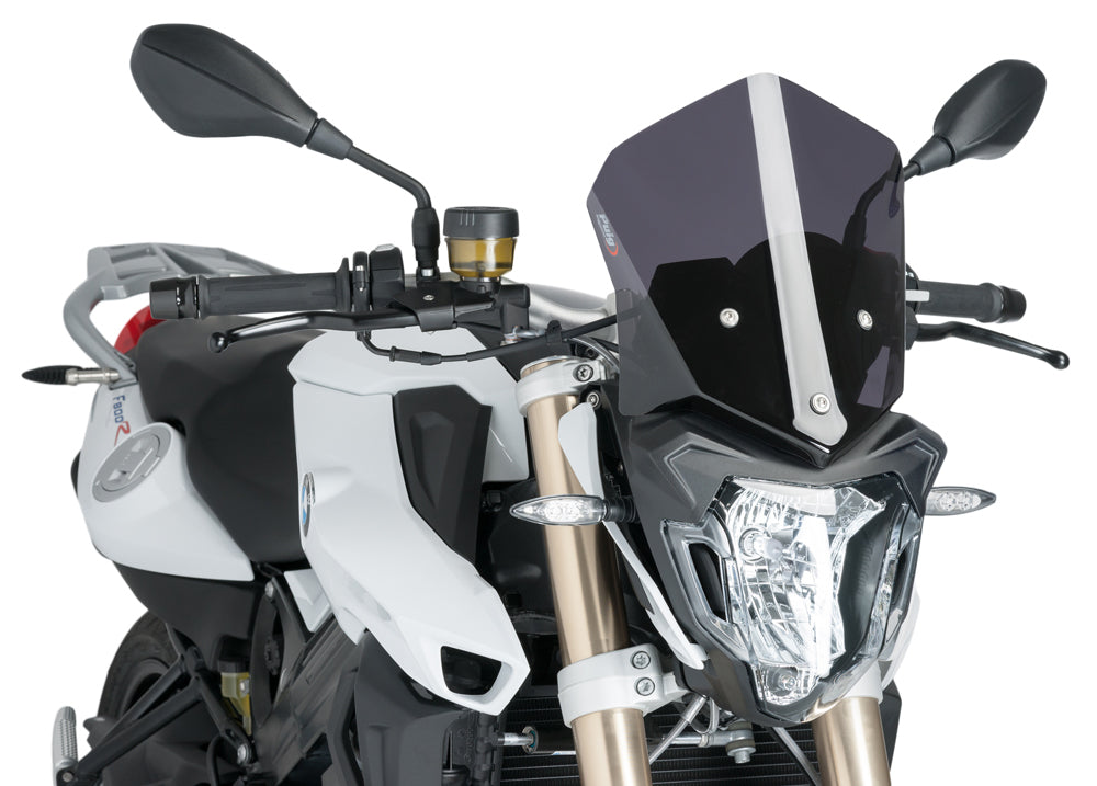 PUIG Naked New Gen Sport dark smoke windshield for motorcycle, featuring sleek design and tinted finish.