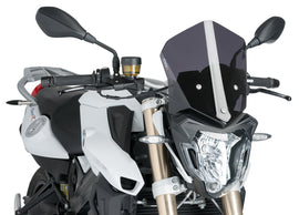 PUIG Naked New Gen Sport dark smoke windshield for motorcycle, featuring sleek design and tinted finish.