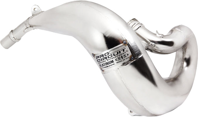 Pro Circuit Platinum exhaust pipe 792-2026P, silver metal motorcycle exhaust with polished finish and mounting brackets.