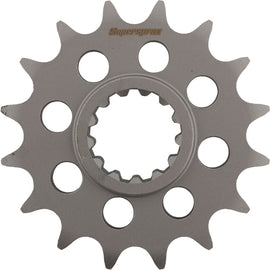 Supersprox steel front 16-tooth CS sprocket for 525 chain, durable motorcycle part with black finish and precise gear teeth.