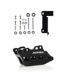 Acerbis black drive chain guide for Yamaha models, showing the plastic and metal construction with mounting points.