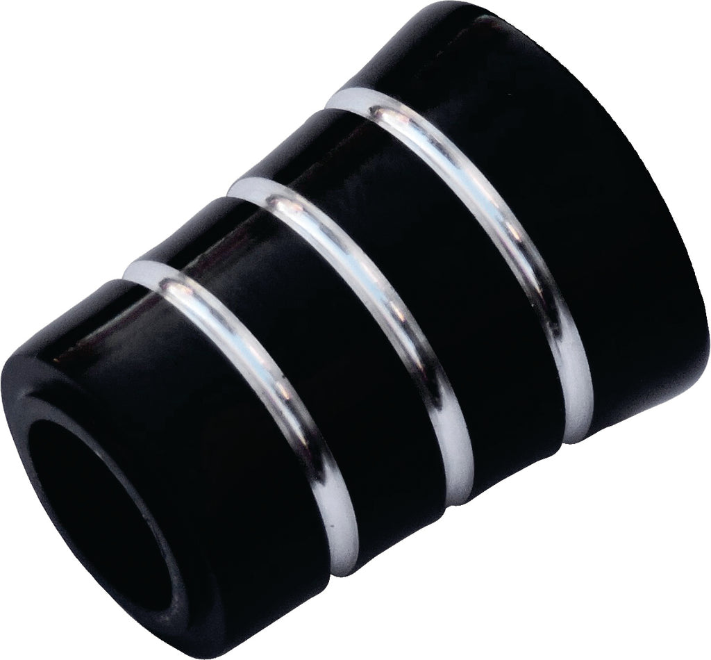 Accutronix black grooved shift eliminator foot control for motorcycles, designed to replace standard shift levers for improved grip and style.