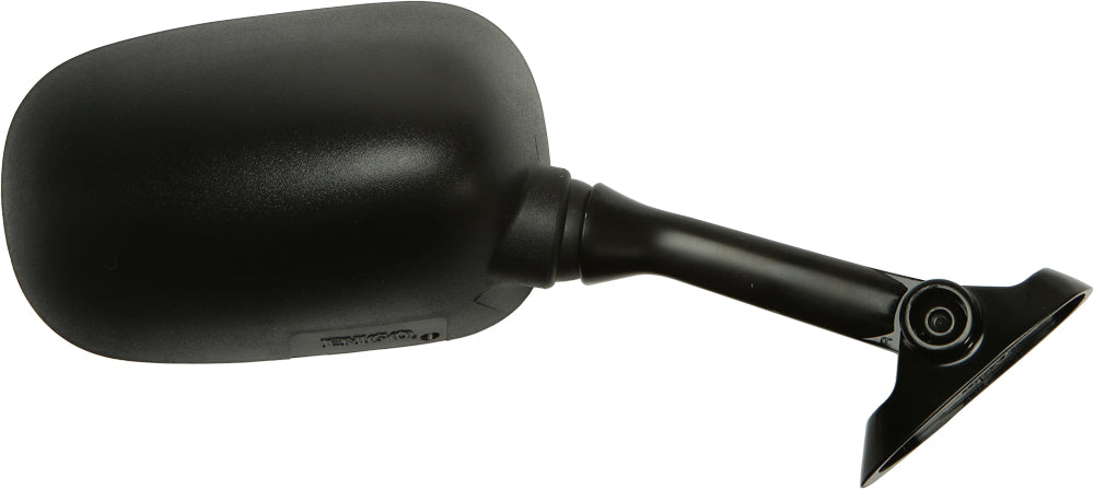 Emgo right motorcycle mirror for Suzuki models, showing reflective glass and black mounting arm on a neutral background.