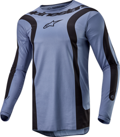 Alpine Star Fluid Lurv Jersey in light blue and black, small size, showcasing the lightweight, breathable fabric and stylish design.