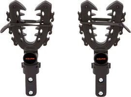 Kolpin Rhino Grip XL rack handlebar mount attached to a vehicle handlebar, showing sturdy black plastic construction and mounting hardware.