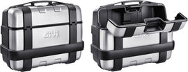 Pair of GIVI Trekker side cases for motorcycle luggage, 33L capacity, black with metal latches and mounting hardware.